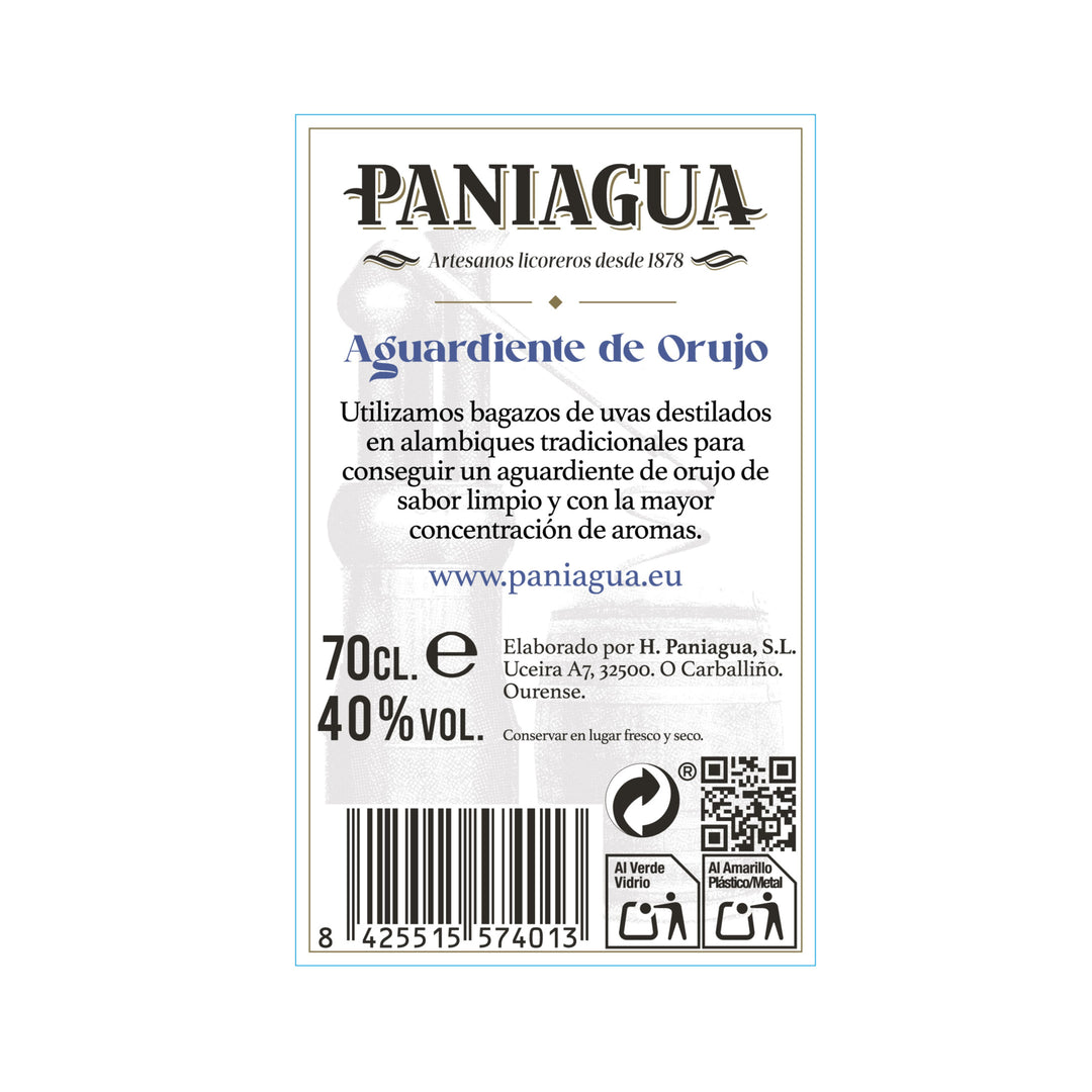 Aguardiente de orujo tradicional Paniagua