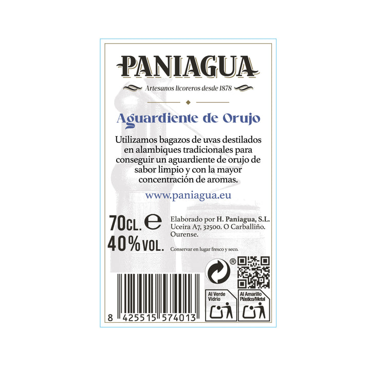 Aguardiente de orujo tradicional Paniagua