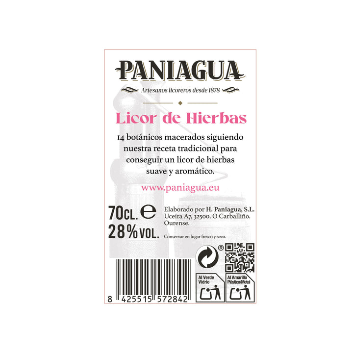 Licor de hierbas tradicional Paniagua