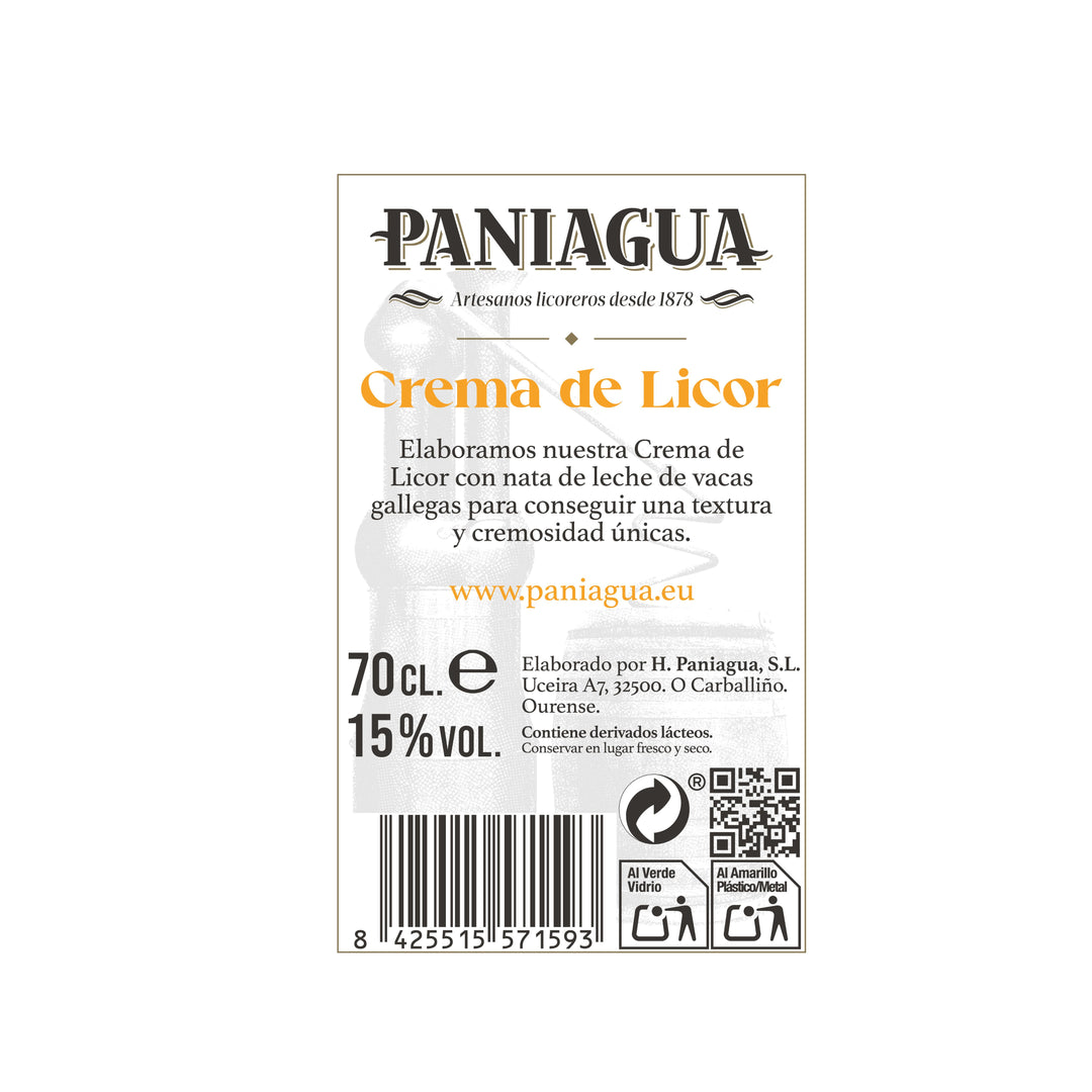 Crema de licor gallega tradicional Paniagua